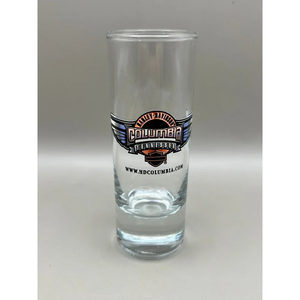 Harley-Davidson Columbia Tennessee Shot Glass Tall Shooter 2009 Winged Logo 2 oz
